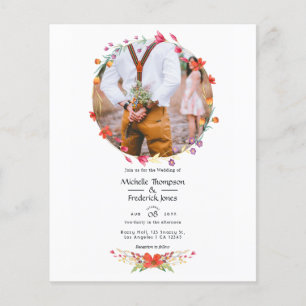 Flyer Foto de casamento de flor selvagem aquarela