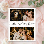 Flyer Foto de casamento de Obrigados e amor Obrigado<br><div class="desc">Orçamento, Elegante, Mínima Palavra De Colagem De Fotos Agradecemos Que Você personalizou barato de baixo orçamento. modelo de obrigado de na moda com três fotos na frente e uma foto na parte de trás. Com o texto "Amor e obrigados" em uma letra escrita tipográfica escrita, escrita à mão, em preto,...</div>