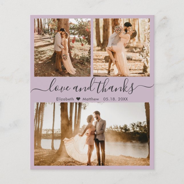 Flyer Foto de Orçamento Colagem Lilac Casamento Obrigado (Frente)