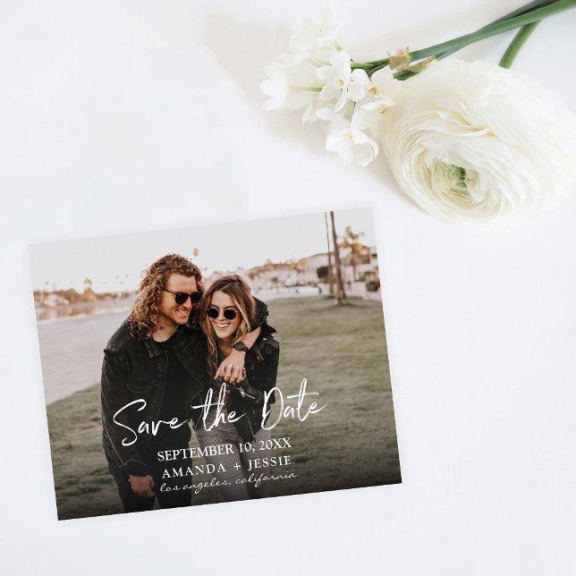 Flyer Foto de Orçamento - Escrita Manual H Salvar a Data (Criador carregado)