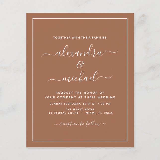 Flyer Foto de Orçamento Terracotta Boho Casamento Simple (Frente)