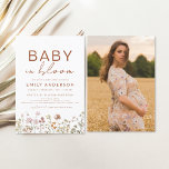 Flyer Foto de Wildflower Baby in Bloom Chá de fraldas<br><div class="desc">Celebrar a chegada de um novo pacote de alegria com um belo bebê no chá de fraldas temático Bloom. Junte-se a nós por uma tarde cheia de amor e felicidade enquanto honramos os futuros pais. O convite apresenta um espantoso terracota - texto laranja queimado, acentuado por uma série de flores...</div>