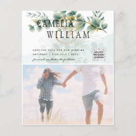 Flyer FOTO DO BUDGET Greenery Casamento Salvar a Data QR