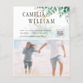 Flyer FOTO DO BUDGET Greenery Casamento Salvar a Data QR