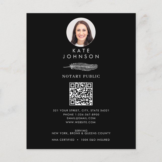 Flyer Foto do logotipo Black Notary Signal Agent Quill (Frente)