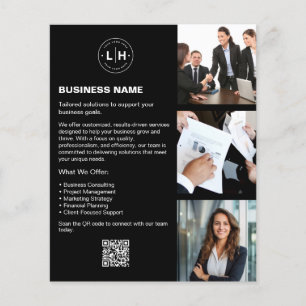 Flyer Foto do logotipo QR Black Professional Business