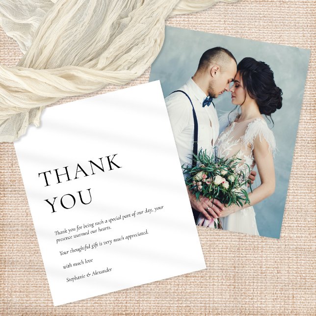 Flyer Foto do PAPEL Casamento Branco Negro Obrigado (Criador carregado)