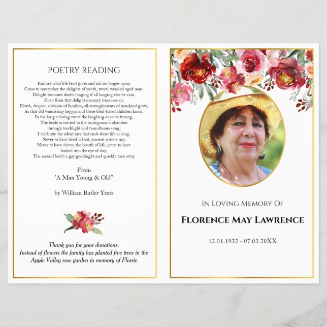 Flyer Foto do programa Funeral, rosa-vermelha e rosa-gar (Frente)