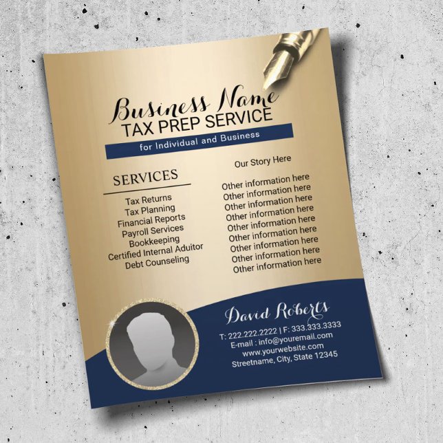 Flyer Foto Dourada do Marinho do Serviço de Consultoria  (Criador carregado)