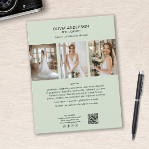 Flyer Foto fotógrafa QR Social Media Green Business