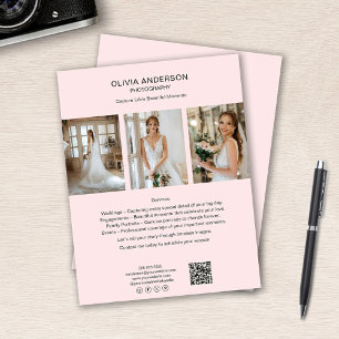 Flyer Foto Fotógrafo QR Social Media Pink Business
