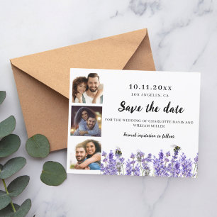 Flyer Foto lavanda floral casamento Salve a data