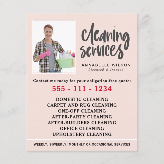 Flyer Foto Moderna dos Serviços de Limpeza (Frente)