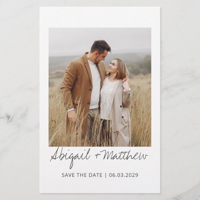 Flyer Foto Moderna Manuscrita Salvar O Convite De Data (Frente)