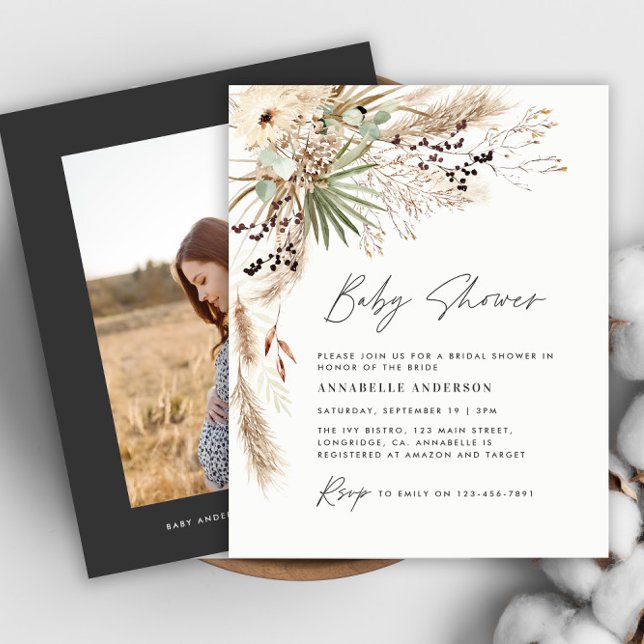 Flyer Foto negra moderna do chá de fraldas de orçamento (Criador carregado)