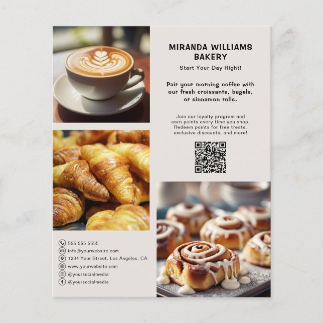 Flyer Foto personalizada de Bakery de mídia social QR (Frente)