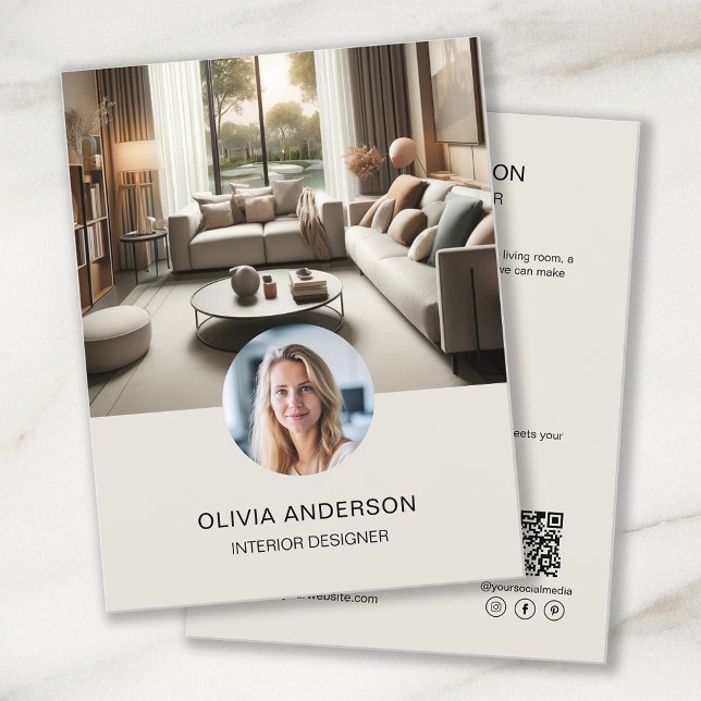 Flyer Foto personalizada QR Code Social Media Profession (Create your own professional business flyer by MINTIC DESIGN STUDIO)