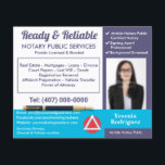 Flyer Foto personalizável do notário móvel<br><div class="desc">Aumente a sua visibilidade com estes cartões postais/folhetos de serviço público de fotografia móvel,  fáceis de personalizar. Torne-as suas,  substituindo as informações pelas suas informações.</div>