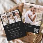 Flyer Foto Preta do Orçamento Código QR Casamento Convit<br><div class="desc">Preto do Orçamento O Casamento do Código QR Elegante Moderno, Quatro (4) Colagem de Fotos e Grande Convite Minimalista de Casamento de Data. Os cartões de convite para o casamento contêm uma tipografia moderna que é elegante, simples e moderna para usar depois de você celebrar o dia de casamento simples...</div>
