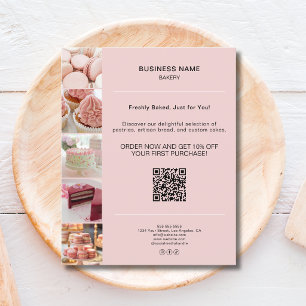 Flyer Foto QR de Promoção de Padaria Rosa