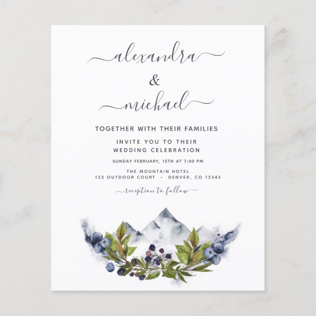 Flyer Foto Rústica Da Montanha Do Orçamento Casamento Ve (Frente)