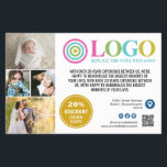 Flyer Fotografias do logotipo azul amarelo Promo Pequena<br><div class="desc">Folhetos azuis e amarelos para sua pequena empresa personalizados com seu logotipo, fotos, código QR e texto personalizado. Folhetos promocionais personalizados para sua pequena empresa, talvez fotografia, paisagens, beleza, bem-estar e muito mais. Adicione fotos, endereço, mídia social, número de telefone e quaisquer informações que seus clientes e clientes futuros possam...</div>