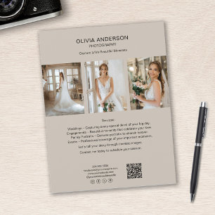 Flyer Fotógrafo QR de Foto Mídia Social Empresa Bege