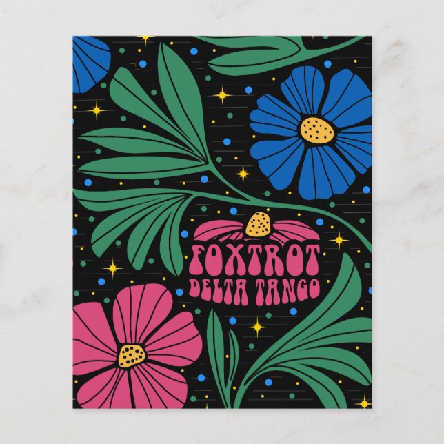 Flyer Foxtrot Delta Tango Flower Boho (Frente)