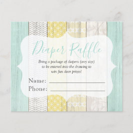 Flyer Fralda Raffle Mint & Yellow Chá de fraldas Entry C