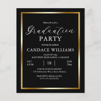 Flyer Frame de Convite de festas Mínimo de Quadro Dourad