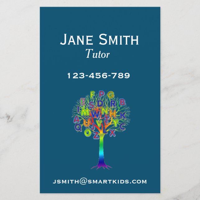 Flyer Freelance tutor or teacher for any subject (Frente)