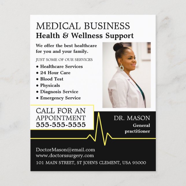 Flyer Frequência Cardíaca, Médico Geral, Enfermeira, Méd (Frente)