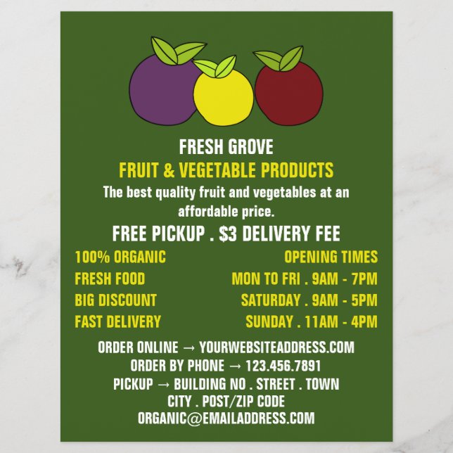 Flyer Frutas Ameixas, Publicidade de Frutarias (Frente)