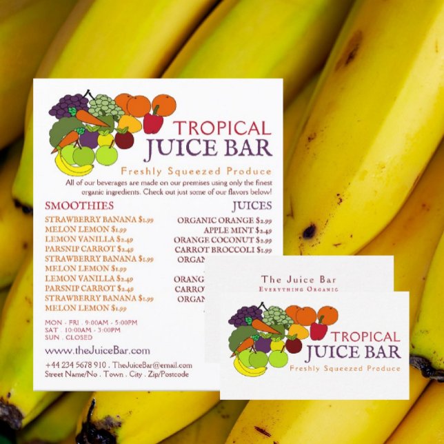 Flyer Frutas & Legumes, Publicidade de Barra de Suco (Criador carregado)