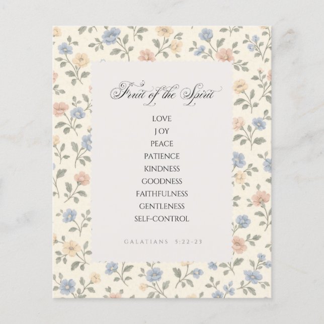 Flyer Fruto do Espírito Gálatas 5:22–23 Versículo da Bíb (Frente)