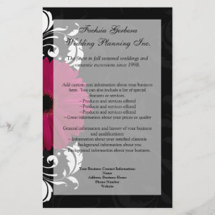Flyer Fuchsia Scroll Gerbera Daisy w/Black and White