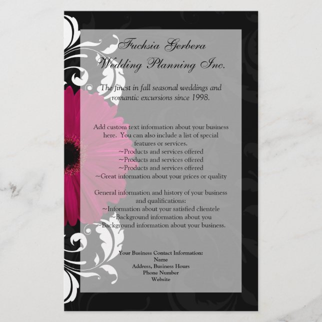 Flyer Fuchsia Scroll Gerbera Daisy w/Black and White (Frente)