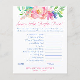 Flyer Full Bloom Guess The Price Baby Shower Game Card