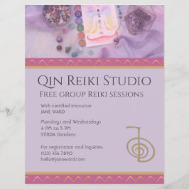 Flyer Fully Editable Yoga, Reiki Master Lavender  