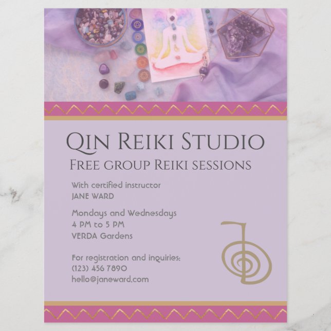 Flyer Fully Editable Yoga, Reiki Master Lavender   (Frente)
