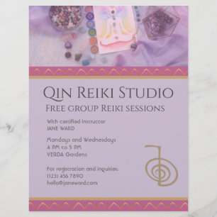Flyer Fully Editable Yoga, Reiki Master Lavender