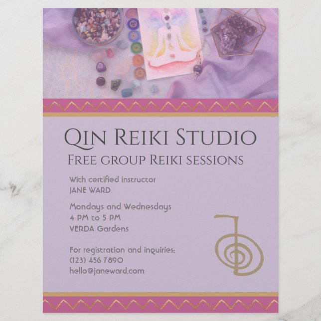 Flyer Fully Editable Yoga, Reiki Master Lavender   (Frente)