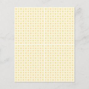 Flyer fundo amarelo e branco com pequenos círculos