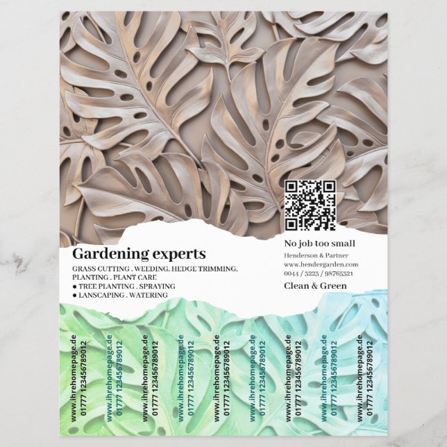 Flyer Fundo de Folha de Monstera Moderna (Frente)