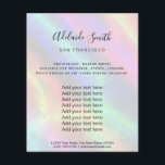 Flyer fundo holográfico do arco-íris FAUX<br><div class="desc">folheto de maquiagem profissional do salão de beleza</div>