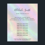 Flyer fundo holográfico do arco-íris FAUX<br><div class="desc">folheto de maquiagem profissional do salão de beleza</div>