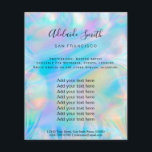 Flyer fundo holográfico iridescente simulado<br><div class="desc">folheto de maquiagem profissional do salão de beleza</div>