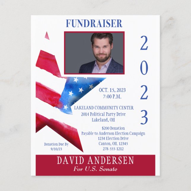 Flyer Fundraiser da Câmara Política W/Foto (Frente)