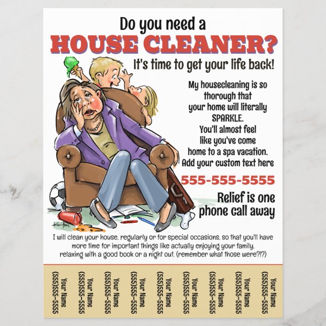 Flyer Funny Houseclening Service Home Housekeeper Promo (Frente)