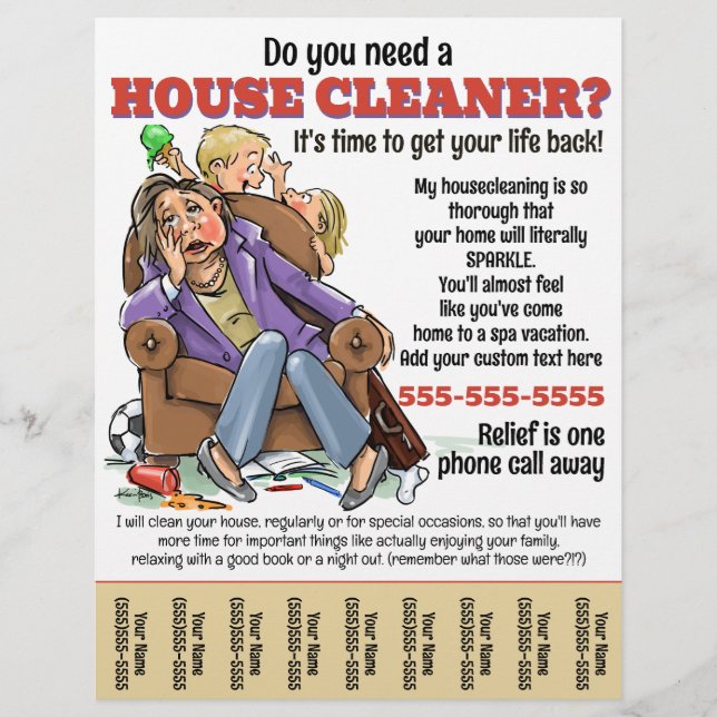 Flyer Funny Houseclening Service Home Housekeeper Promo (Frente)